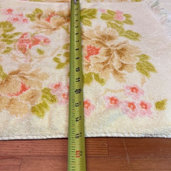 Vtg tastemaker bath Hand wash cloth Towel set 60 70s Yellow Cotton Fringe Floral - Picture 8 of 15